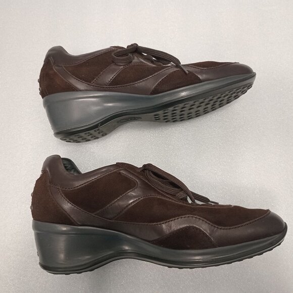TOD'S Women's Leather Shoes Brown Lace Up Sz 8.5 EU 39 - Picture 5 of 7